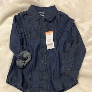 NWT Gymboree Denim Button-Up Collared Shirt Girls 4  💯 cotton.  Front pockets